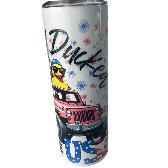 20 ounce Stainless Steel Skinny Jeep Ducked In The USA Sublimated Tumbler. NEW. - Picture 1 of 6